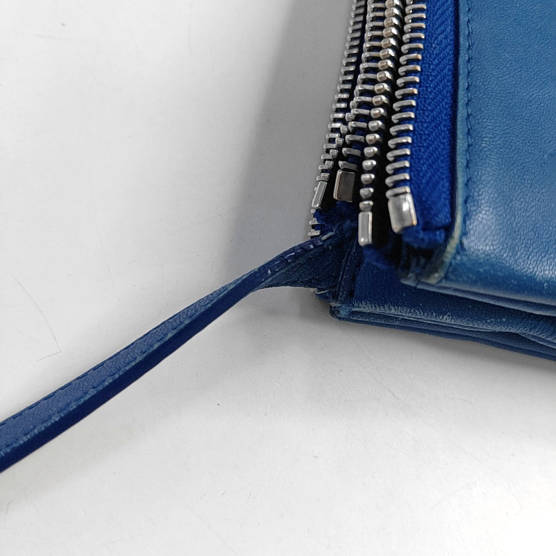 CELINE TRIO Small size Blue Lamb Leather Single Shoulder Bag Crossbody Bag Silver Hardware-(SKU)-956504189