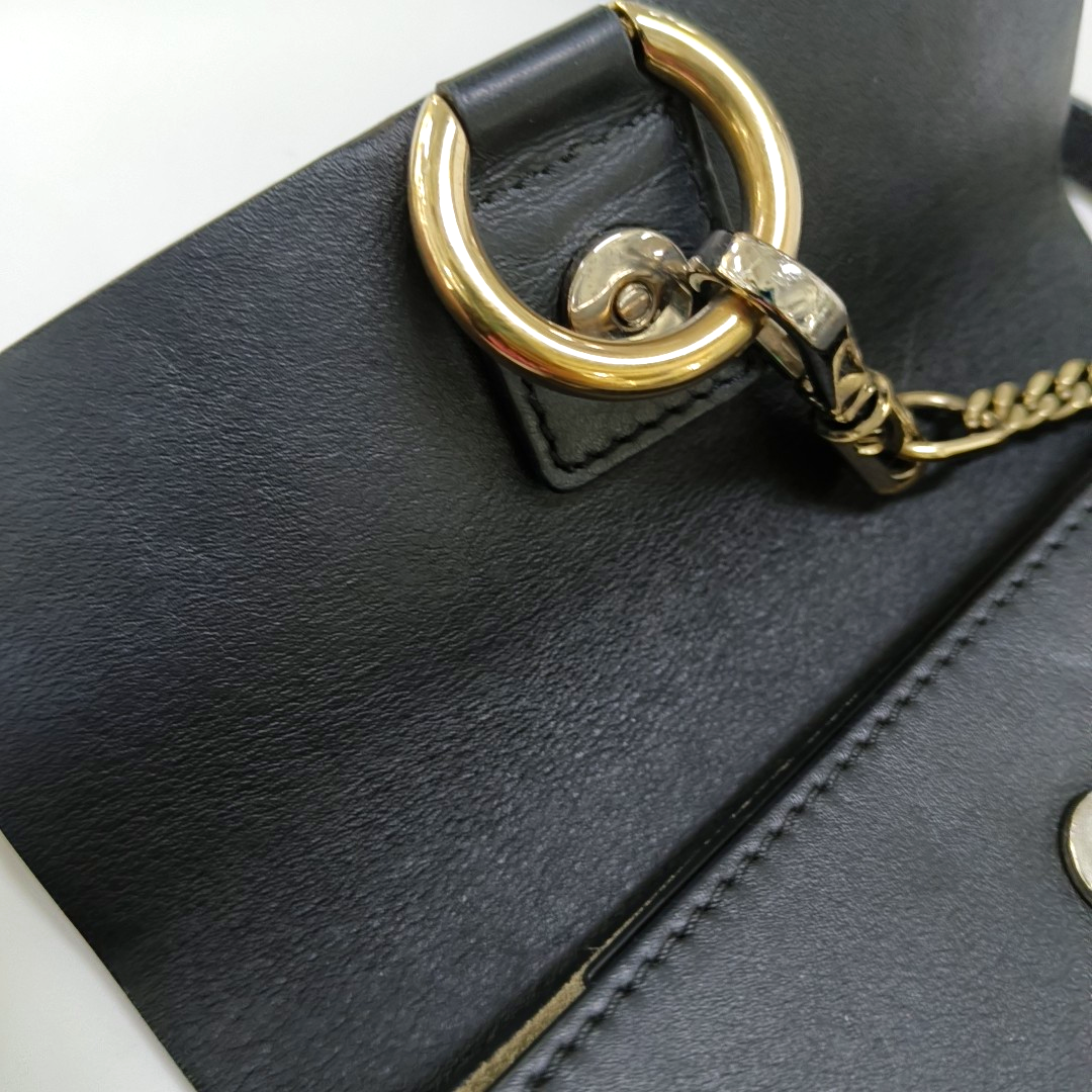 Chloé Faye Black Leather Single Shoulder Bag Golden Silver Hardware Removable shoulder strap-(SKU)-951803337