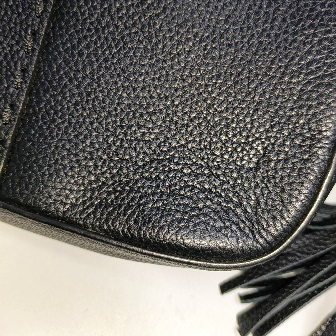 TORY BURCH Mcgraw Black Leather Fringe Crossbody Bag Single Shoulder Bag Tote Bag Golden hardware-(SKU)-931155501