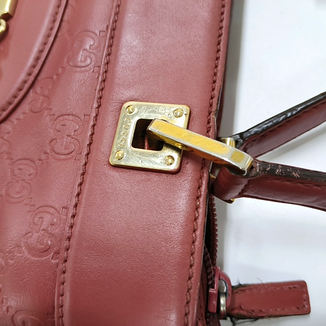GUCCI Ligne Shima Beige Calf Leather Monogrammed Ripple Texture Single Shoulder Bag Handbag Golden hardware-(SKU)-955507212