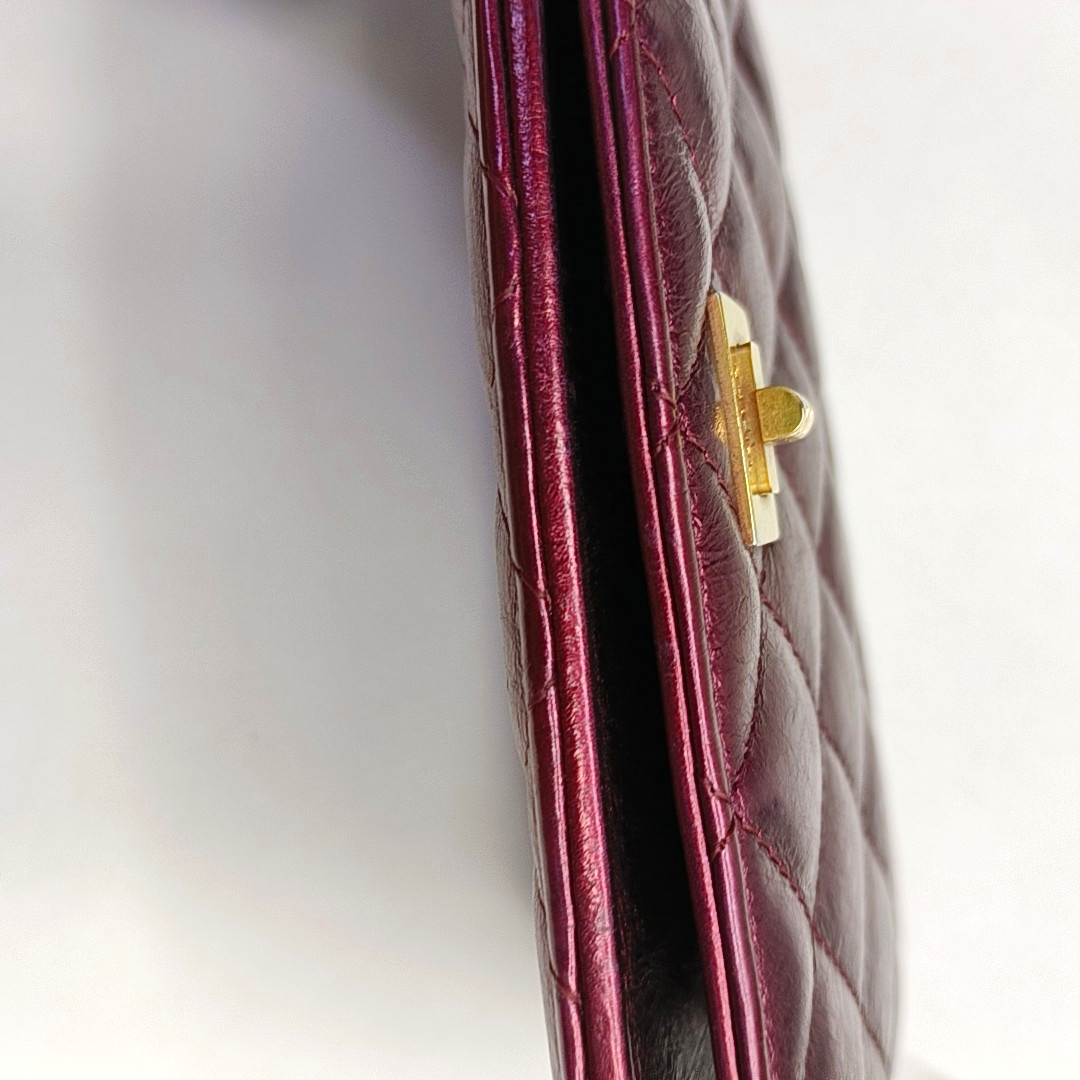 CHANEL 2.55 Plum Red Cowhide Diamond Quilted Wallet Golden hardware 12nan-(SKU)-958596895