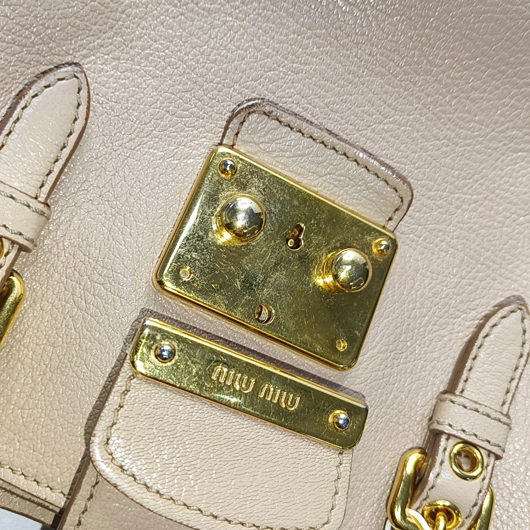Miu Miu Tote bag Nude Pink Leather Single Shoulder Bag Tote Bag Golden hardware Removable shoulder strap-(SKU)-951760911
