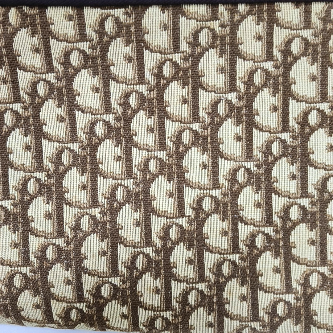 DIOR Khaki Canvas Monogrammed Floral Clutch Brown Hardware-(SKU)-939778735