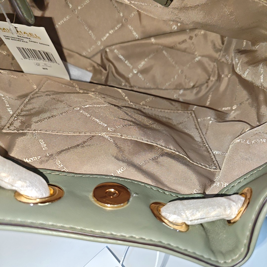 MICHAEL KORS Small size Green Lamb Leather Braided Backpack Golden hardware-(SKU)-936597002