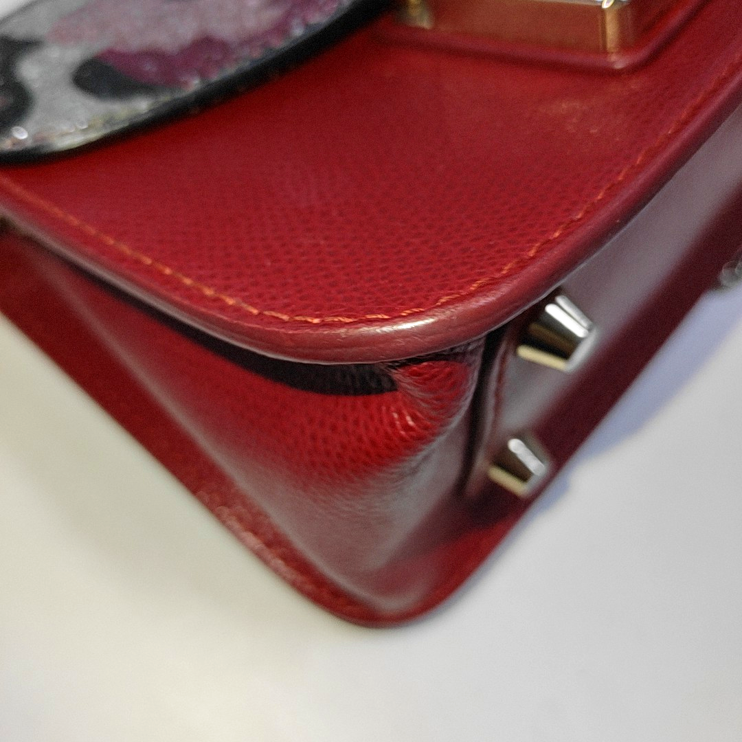 FURLA Metropolis Red Leather Printed Crossbody Single Shoulder Bag Golden hardware Removable shoulder strap-(SKU)-931098116