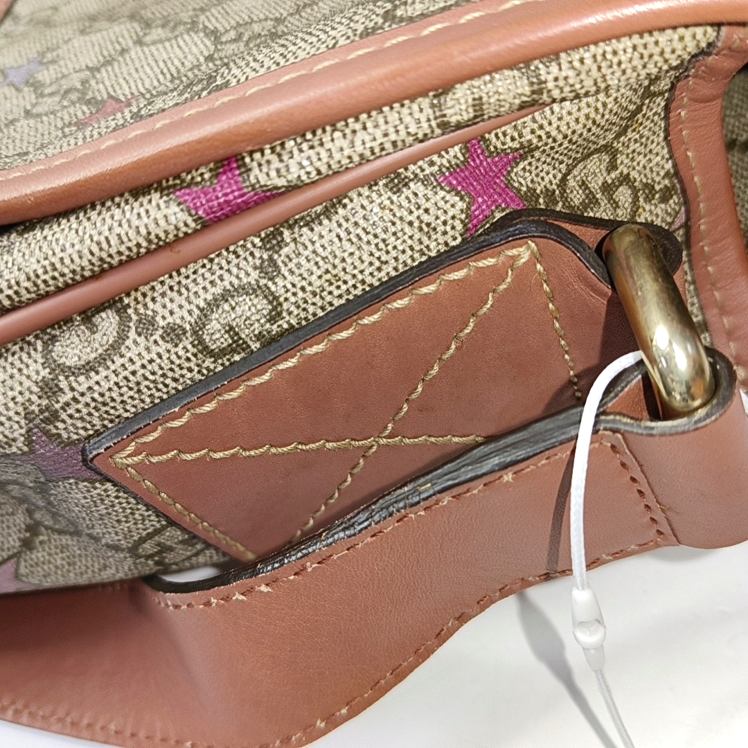 GUCCI Multicolor Coated Canvas Vintage Print Single Shoulder Bag Crossbody Bag Golden hardware-(SKU)-953527421