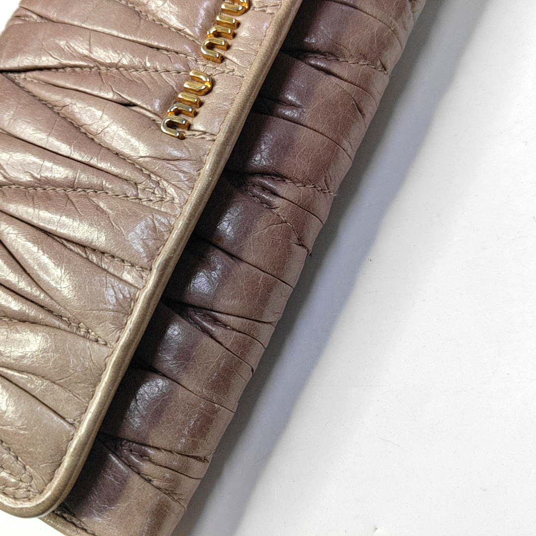 Miu Miu Light Pink Calf Leather Wallet Golden hardware-(SKU)-947592085
