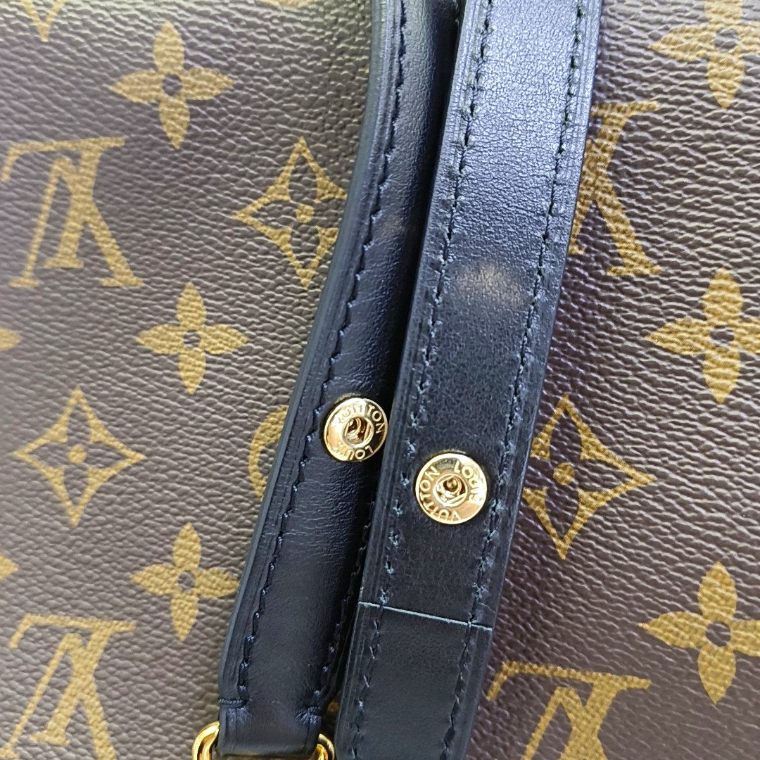 LOUIS VUITTON BOULOGNE Brown Coated Canvas Monogram Horn Bag Shoulder Bag Tote Bag Crossbody Bag with Gold Hardware and 2 Detachable Shoulder Straps-(SKU)-969000180