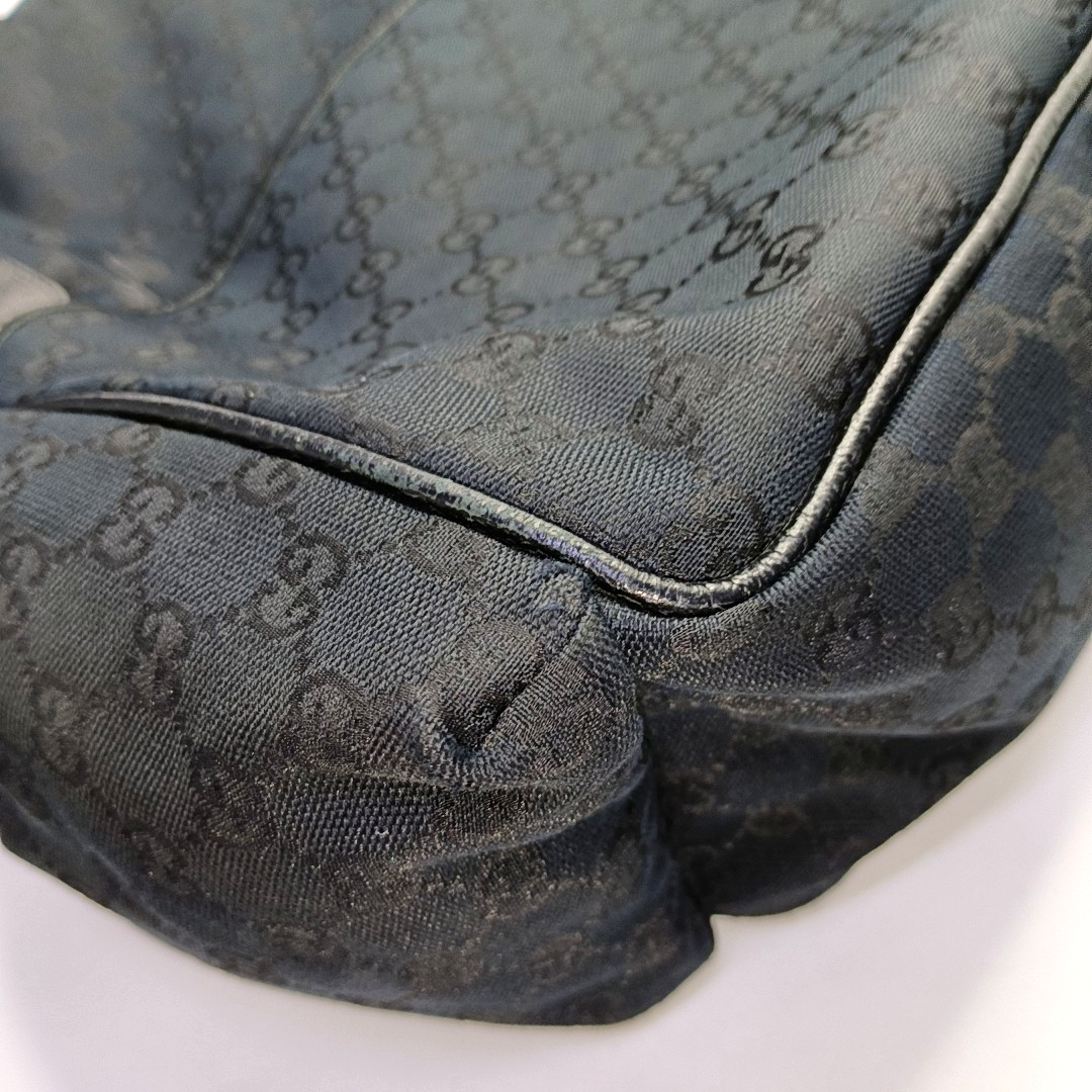 GUCCI Black Canvas Monogrammed Crossbody Shoulder Bag Silver Hardware-(SKU)-956075743