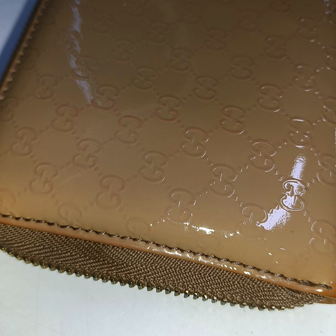GUCCI Microguccissima Nude Pink Patent Leather Monogrammed Quilted Wallet Golden hardware-(SKU)-937604188