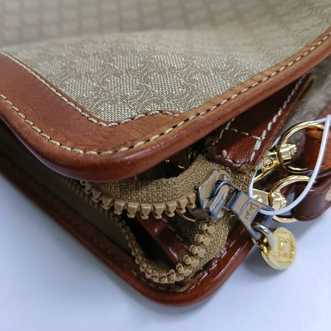 CELINE MACADAM CLUTCHES Khaki Coated Canvas Triumph Clutch Golden hardware-(SKU)-946907991