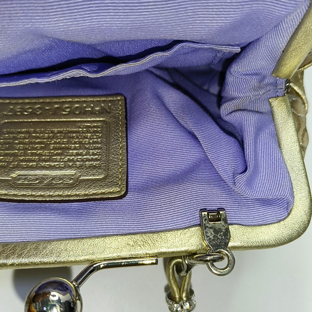 COACH Khaki Fabric Monogram Shoulder Bag Clutch Silver Hardware-(SKU)-943221482