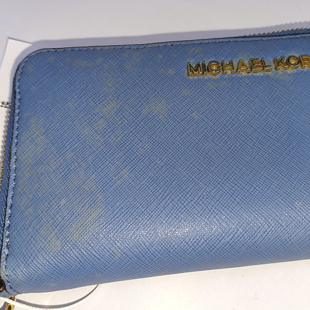 MICHAEL KORS Jet Set TravelDark blue leather textured wallet-(SKU)-940976850