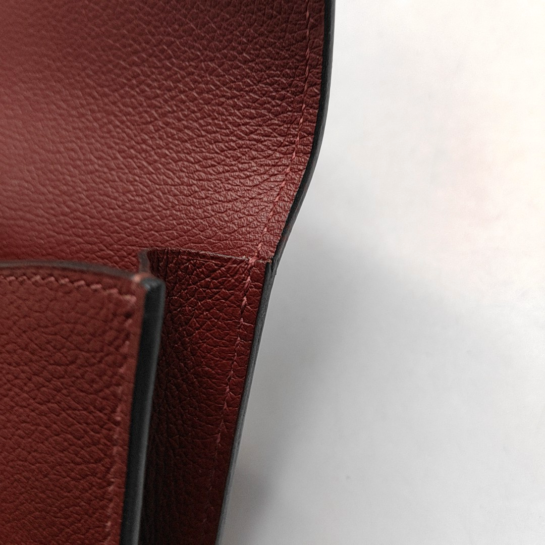 HERMÈS Constance Slim Hermes Red Evercolor Calfskin Constance Wallet Silver Hardware Y Engraving Pockets-(SKU)-946073587