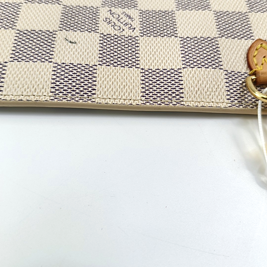 LOUIS VUITTON NEVERFULL Large size White Coated Canvas Checkered Shopping Bag Handbag Golden hardware-(SKU)-955820741