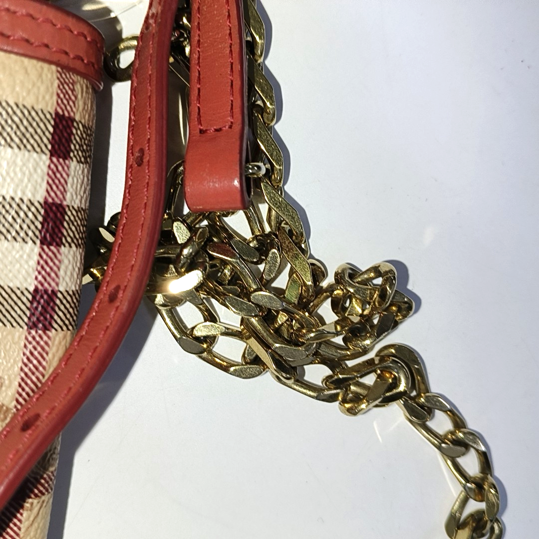 BURBERRY Maydown Khaki Coated Canvas Warhorse Plaid Crossbody Shoulder Bag Golden hardware-(SKU)-940909865