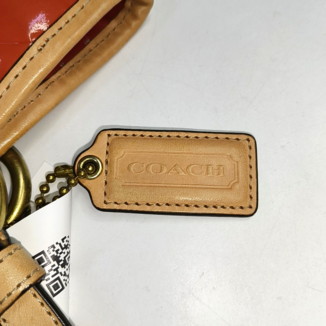 COACH Tote bag Orange Leather Old Flower Embossed Single Shoulder Bag Golden hardware-(SKU)-943933653
