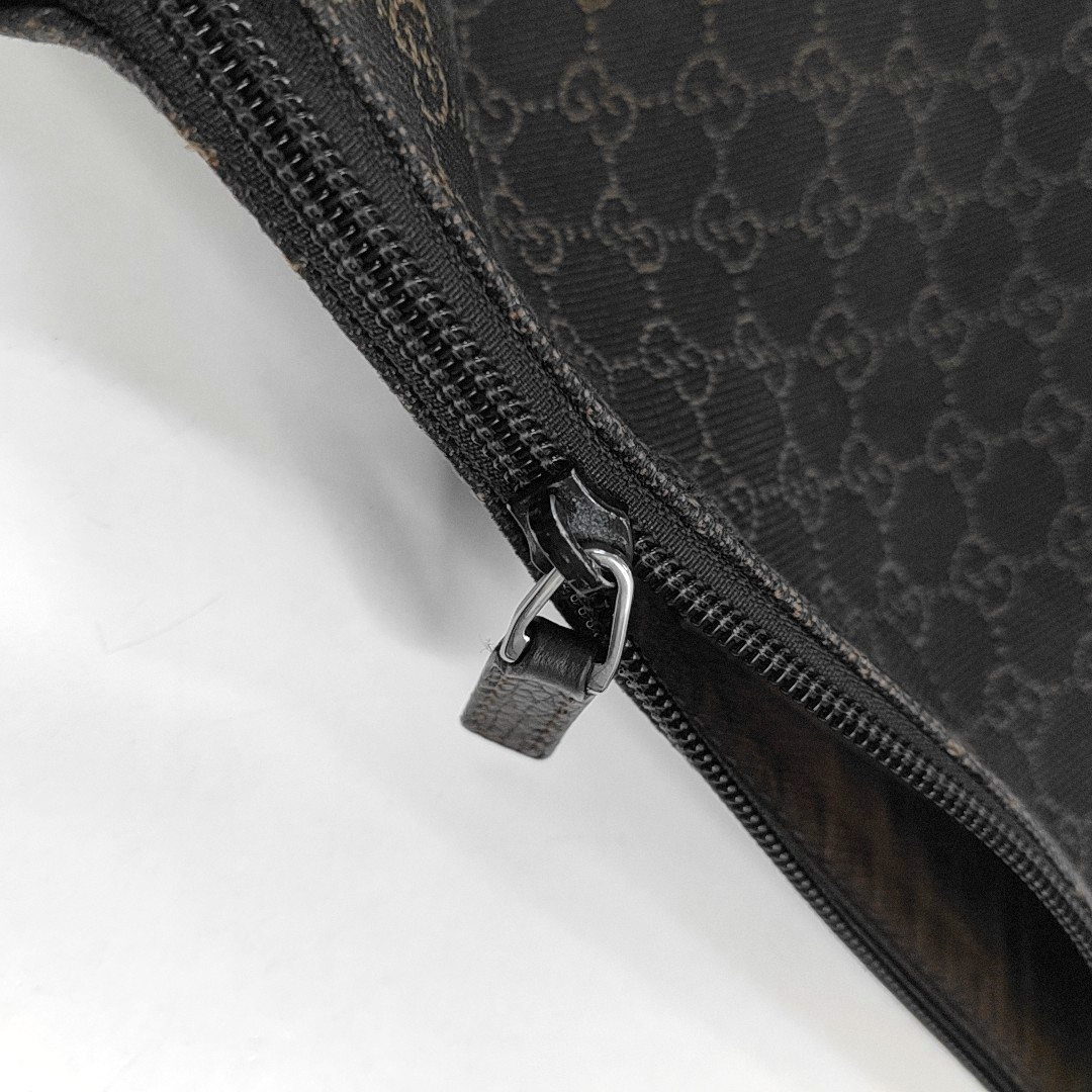 GUCCI Dark Brown Canvas Vintage Shoulder and Crossbody Bag Silver Hardware-(SKU)-957590302