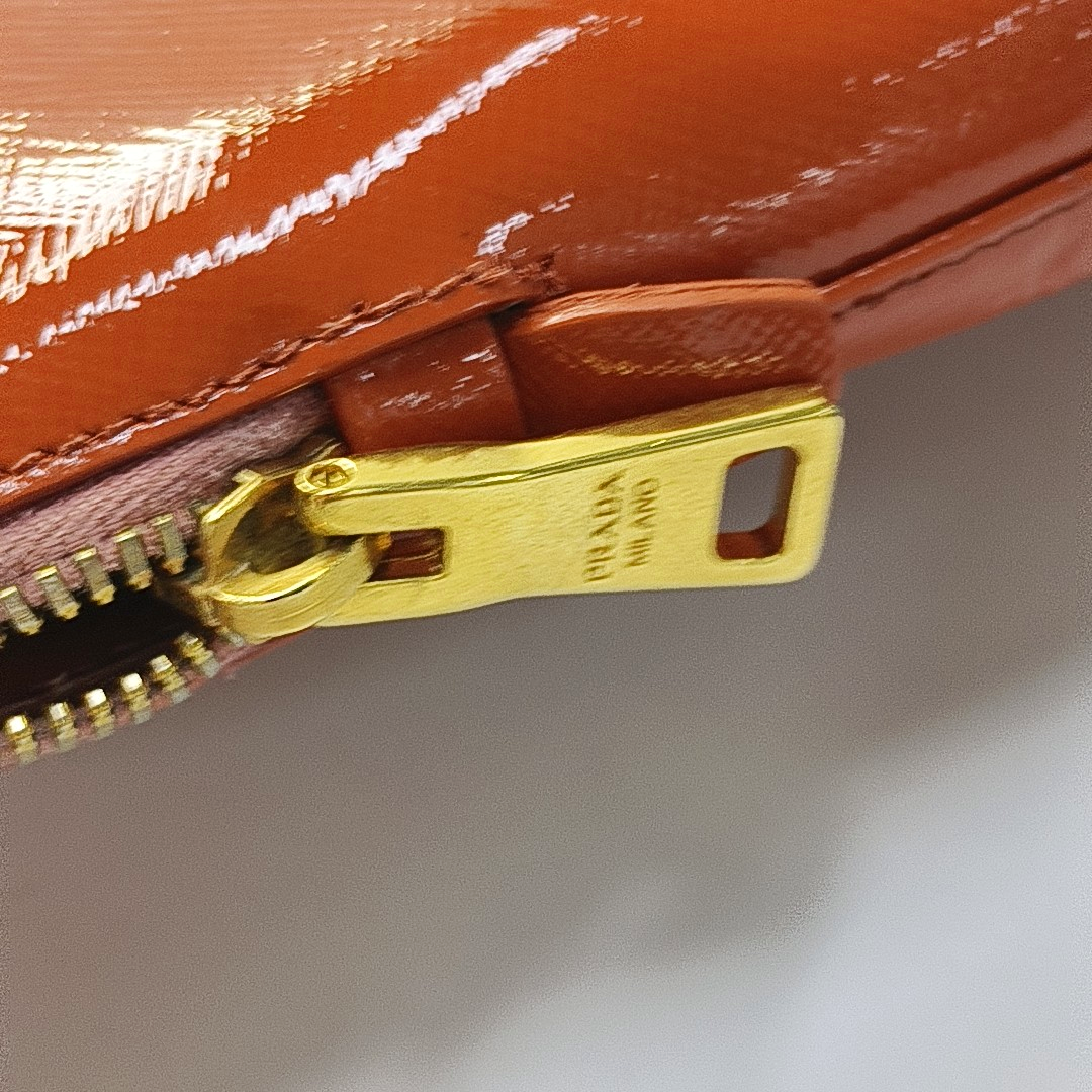 PRADA Promenade Orange Red Cowhide Logo Cross Grain Single Shoulder Crossbody Bag Golden hardware Removable shoulder strap-(SKU)-957813224