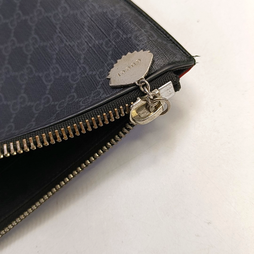 GUCCI Courrier Black Coated Canvas Monogram Embroidered Handbag Silver Hardware-(SKU)-953095633