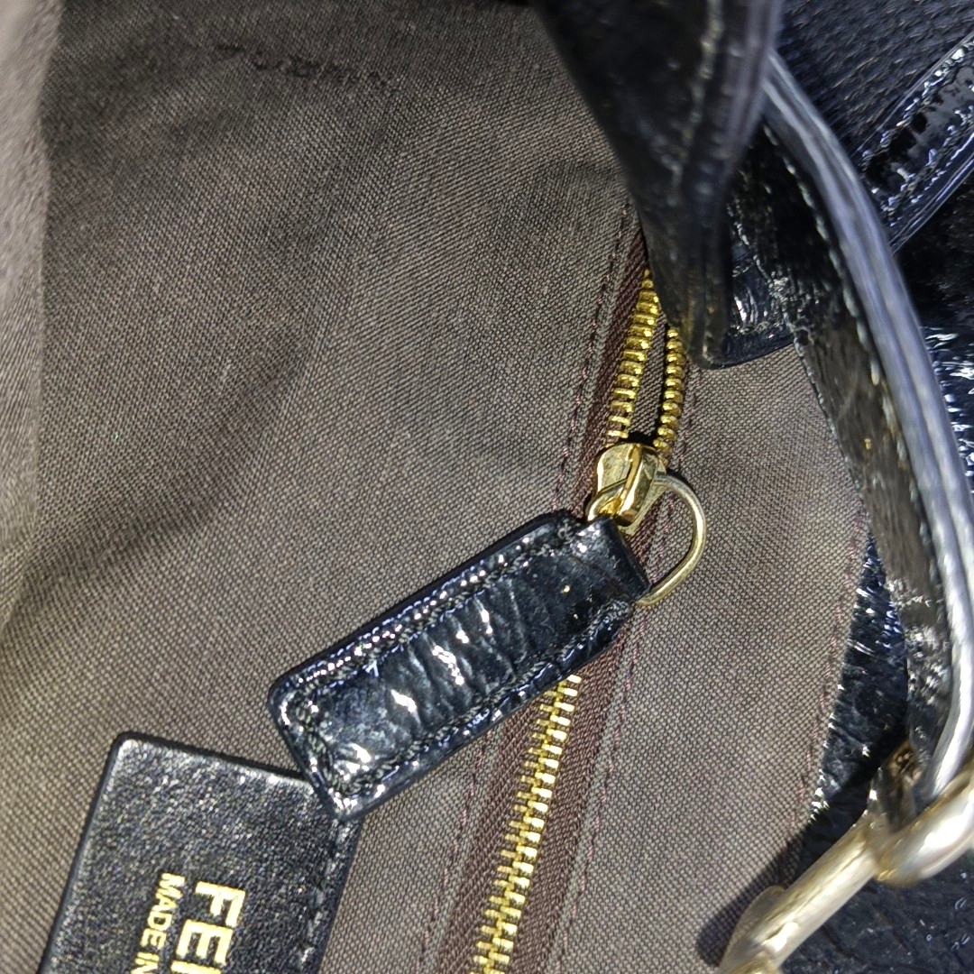 FENDI Black织物双FHandheld包 Golden hardware-(SKU)-960605118