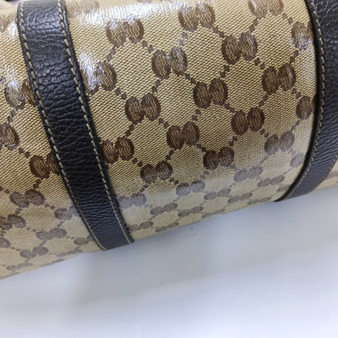 GUCCI Joy Khaki Coated Canvas Old Flower Tote Bag Golden hardware-(SKU)-954415041