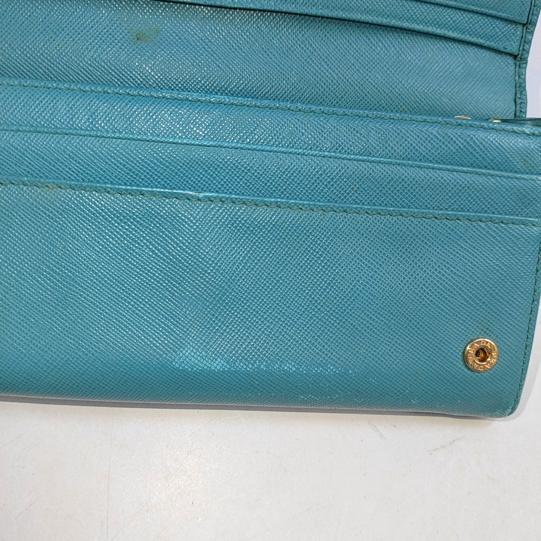 PRADA Fold Wallet浅蓝色皮革徽标,十字纹钱包-(SKU)-942554467