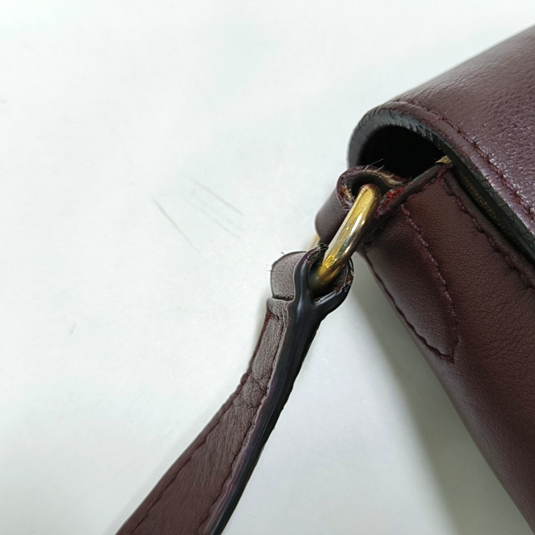 BURBERRY Burgundy cowhide crossbody single shoulder bag Golden hardware-(SKU)-959938783