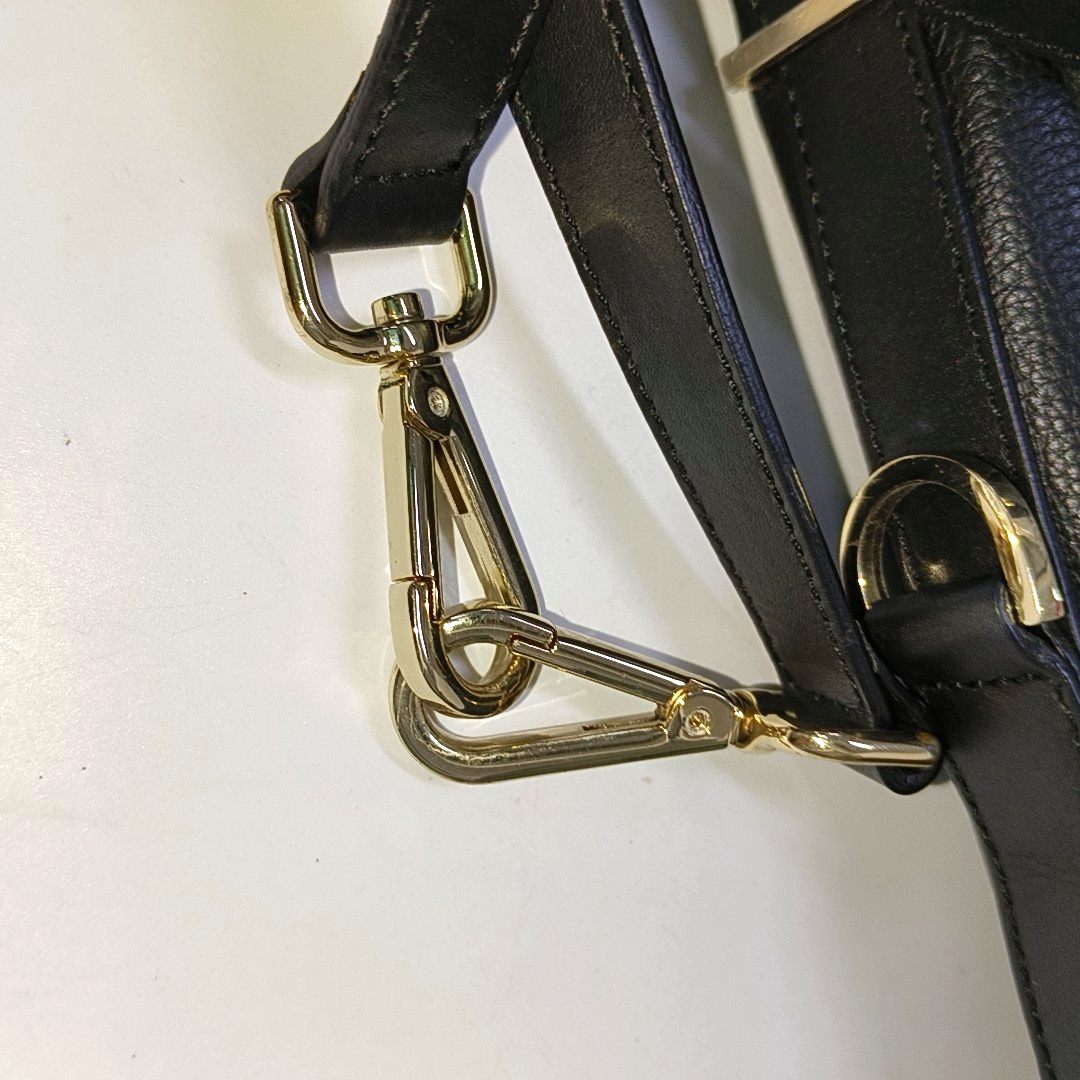 MODALU Bucket bag Black Leather Single Shoulder Bag Handbag Crossbody Golden hardware Removable shoulder strap-(SKU)-14487317