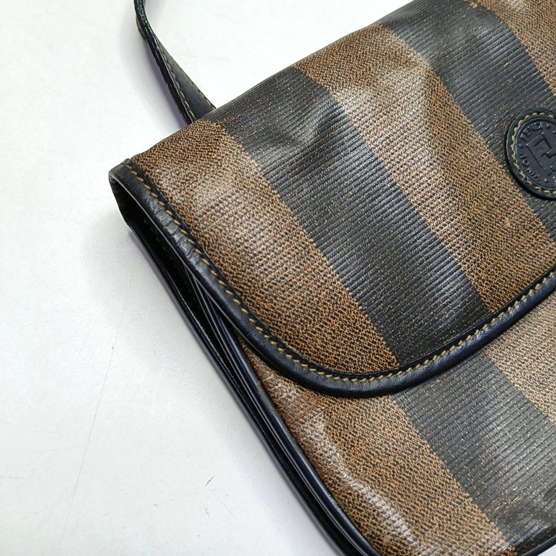 FENDI Pequin Brown Coated Canvas Relief Single Shoulder Bag Crossbody Bag Golden hardware-(SKU)-943935184