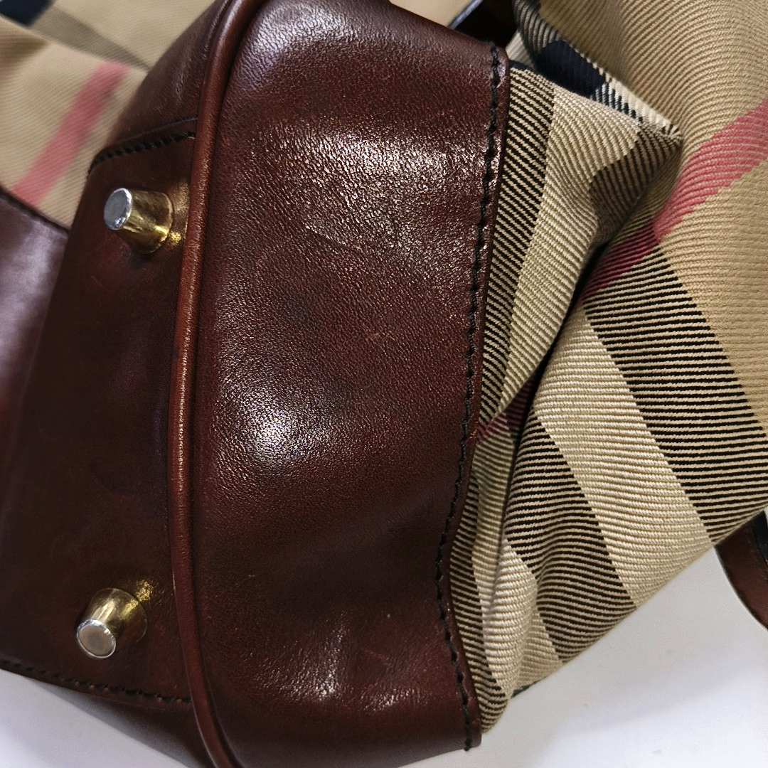 BURBERRY Tote bag Brown Canvas Single Shoulder Bag Handbag Golden hardware-(SKU)-953408955
