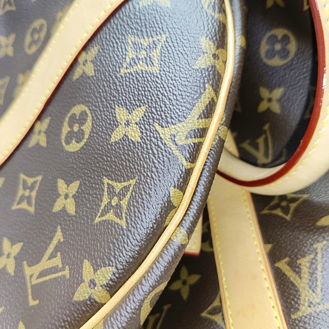 LOUIS VUITTON KEEPALL 50, brown coated canvas monogram Boston bag, shoulder bag, handbag with golden hardware and detachable strap-(SKU)-958409659