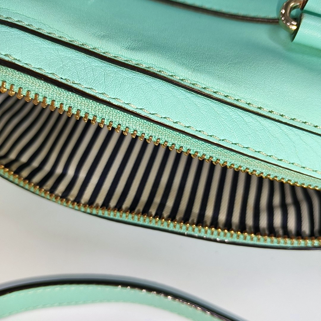 Kate Spade Green leather single shoulder bag handbag crossbody bag Golden hardware Removable shoulder strap-(SKU)-14289698