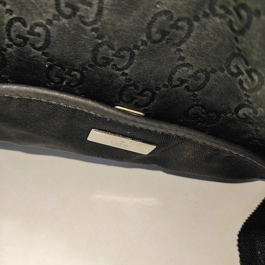 GUCCI Messenger Black fabric textured crossbody single shoulder bag Silver Hardware-(SKU)-928563851