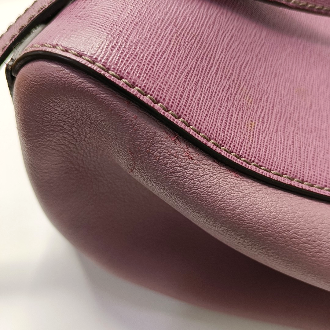 FENDI 2 Jours Small size Purple Leather Crossbody Handbag Single Shoulder Silver Hardware Removable shoulder strap-(SKU)-947556530