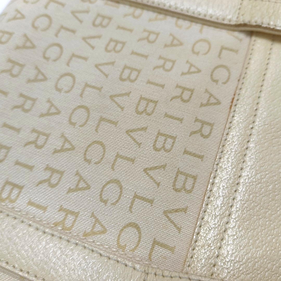 BVLGARI LA MANIE DES LOGOS Beige Canvas Floral Handbag Single Shoulder Bag Silver Hardware-(SKU)-954098204