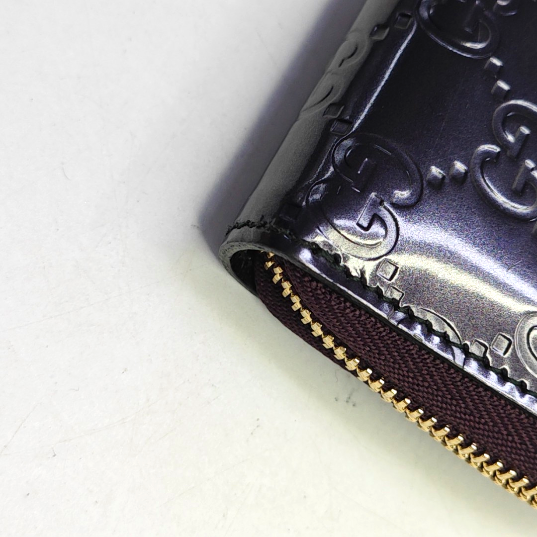 GUCCI Purple Cowhide Monogram Embossed Wallet Golden hardware-(SKU)-947213234