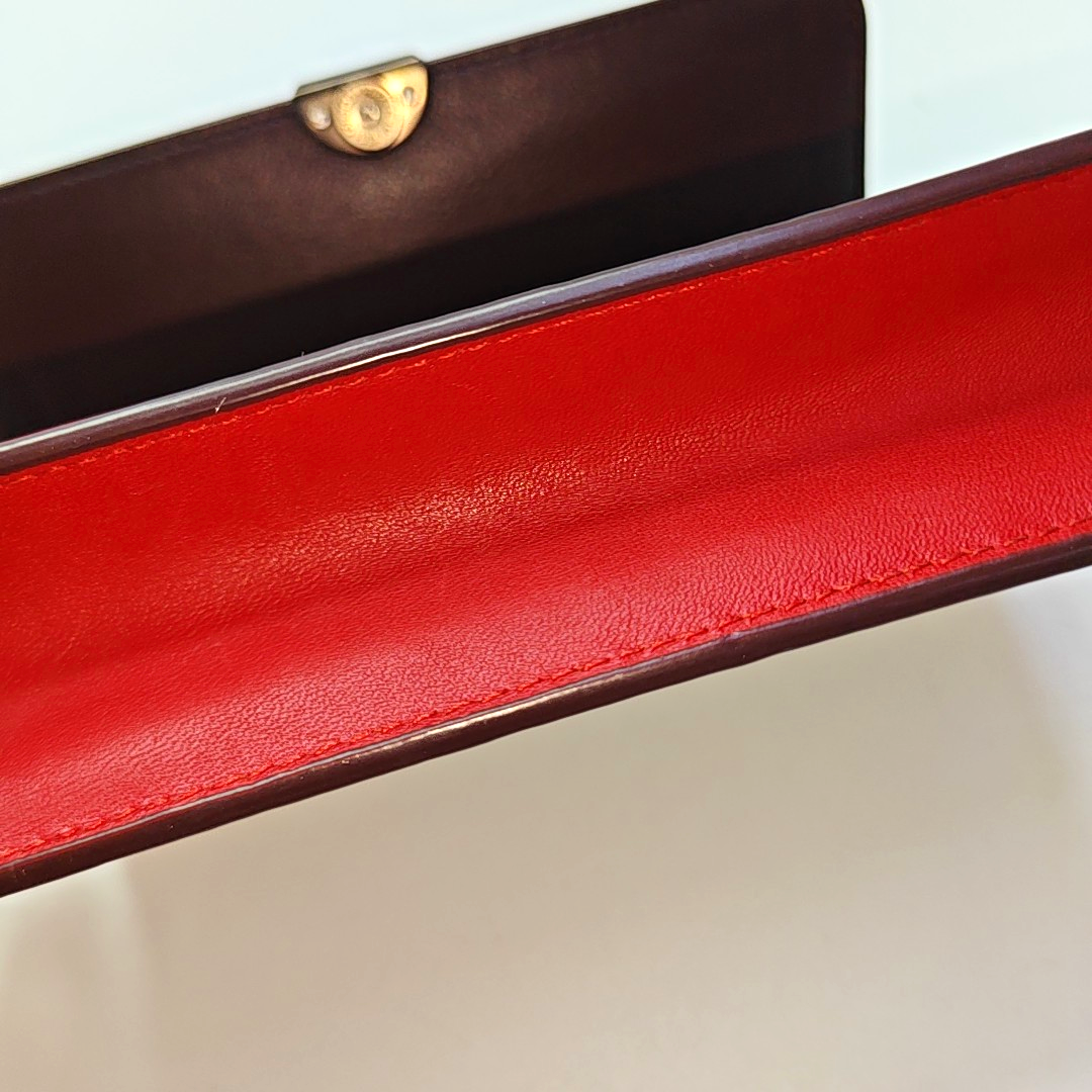 COACH Small size Red Leather Monogrammed Single Shoulder Bag Handbag Crossbody Black hardware shoulder straps-(SKU)-933513610