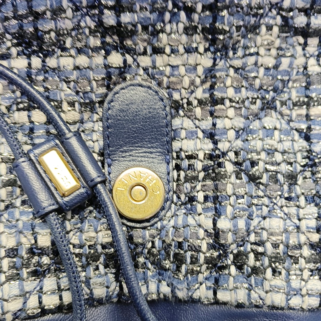 CHANEL URBAN SPIRIT Deep Blue Wool Quilted Backpack with Golden Hardware-(SKU)-963671463
