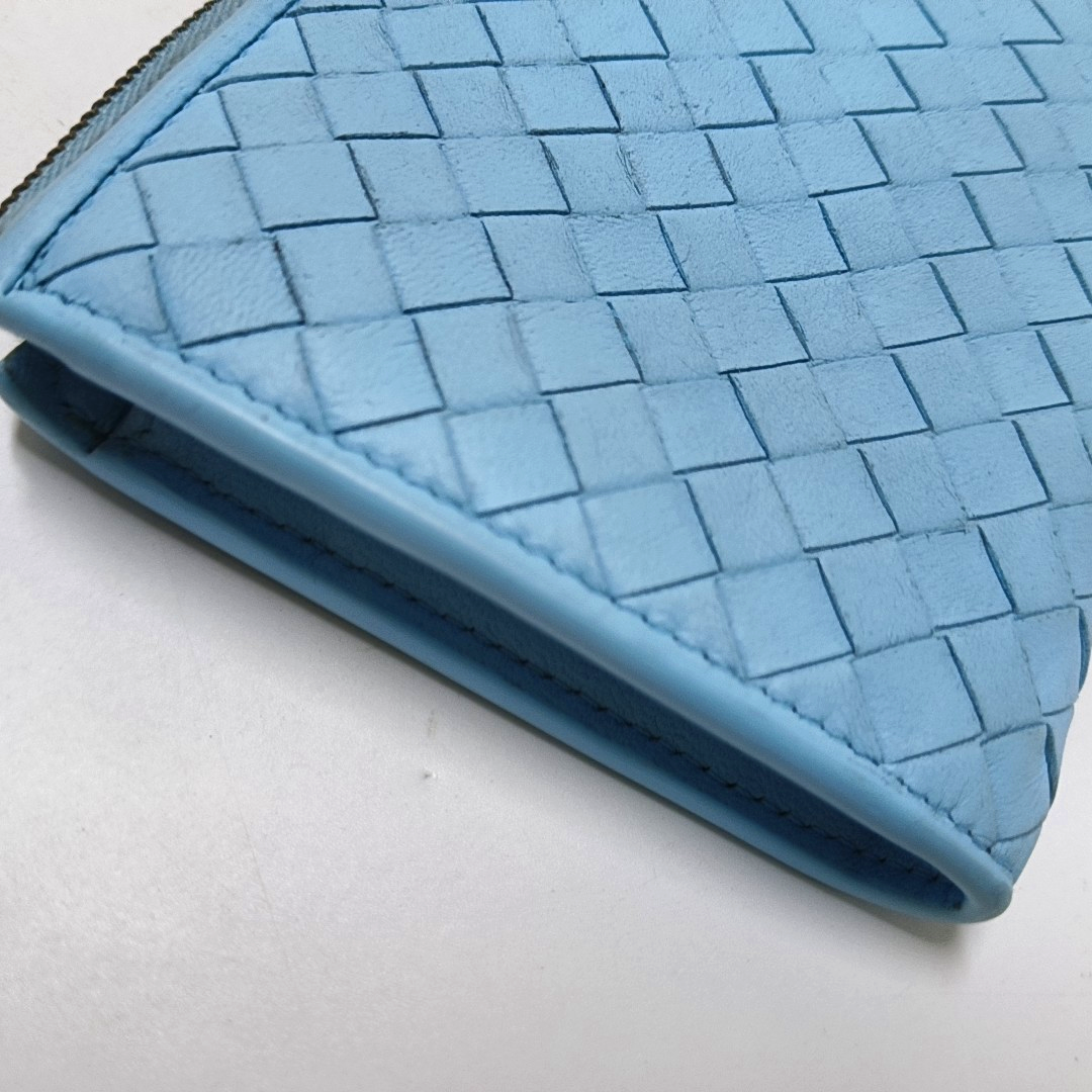 BOTTEGA VENETA Blue Cowhide Braided Wallet Ruthenium color hardware-(SKU)-942172044