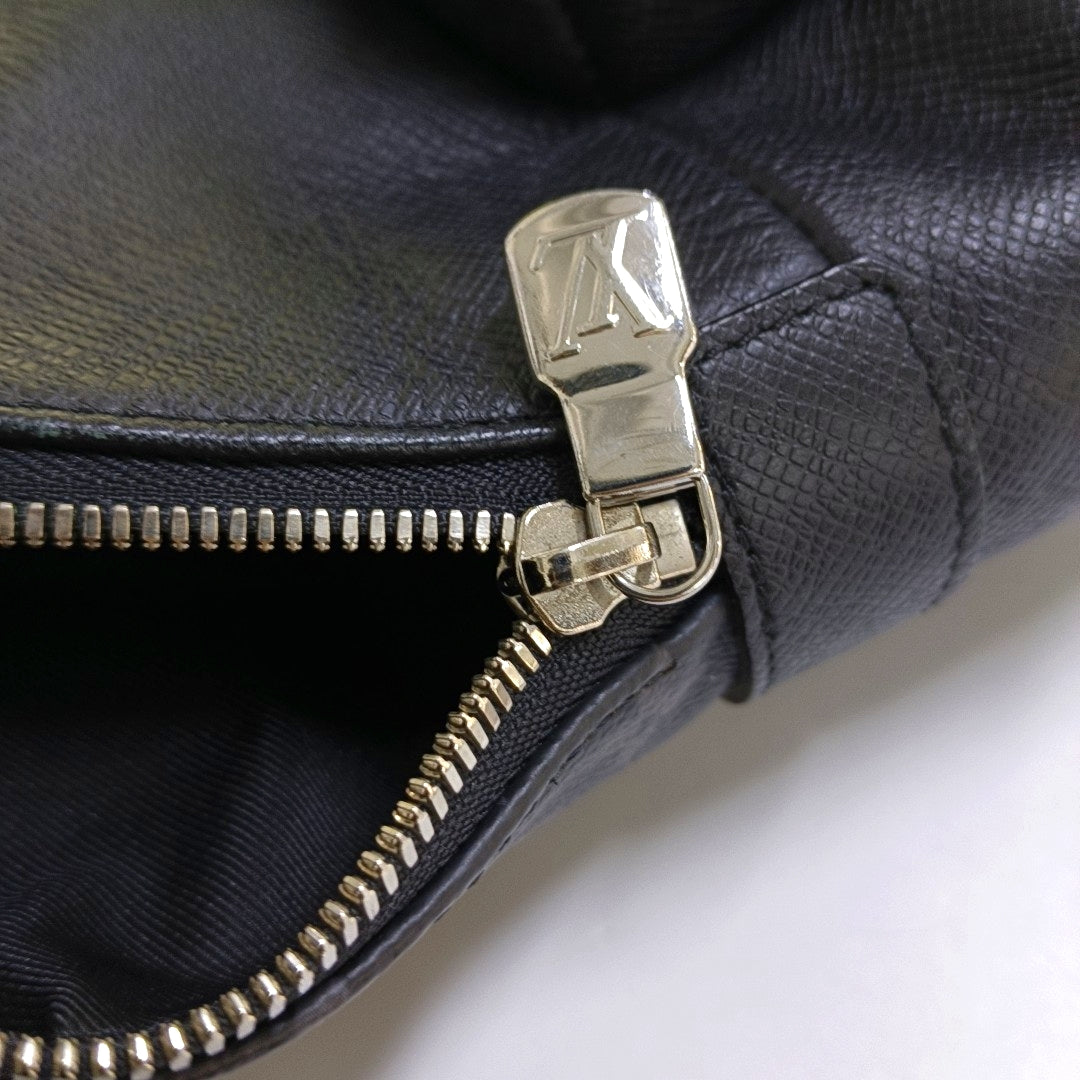 LOUIS VUITTON DISCOVERY Small Black Leather Monogram Double Shoulder Bag Tote Bag Silver Hardware-(SKU)-968889850