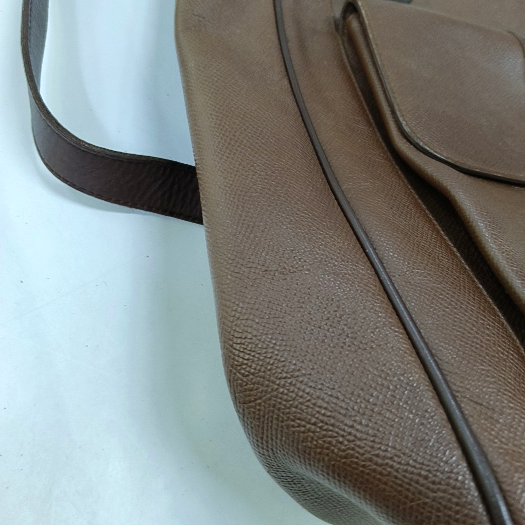 BVLGARI LOGO MANIA Brown Leather Circle Single Shoulder Bag Silver Hardware-(SKU)-947607333