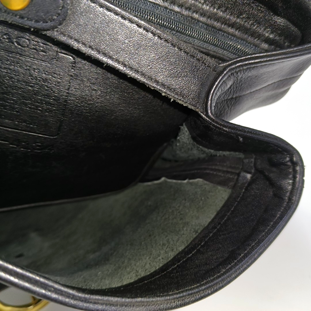 COACH Black Leather Backpack Tote Bag Golden hardware-(SKU)-930797685