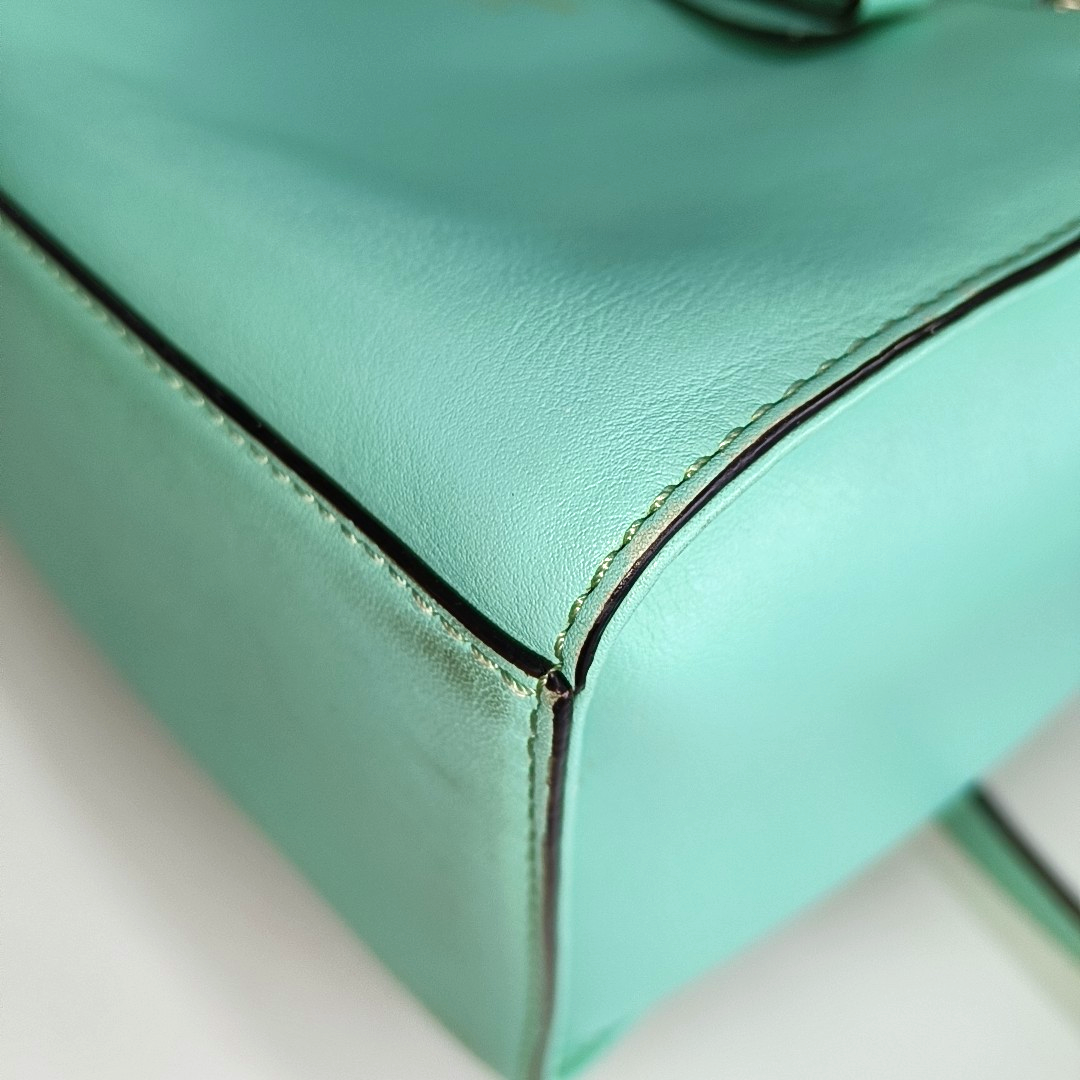 Kate Spade Green leather single shoulder bag handbag crossbody bag Golden hardware Removable shoulder strap-(SKU)-14289698