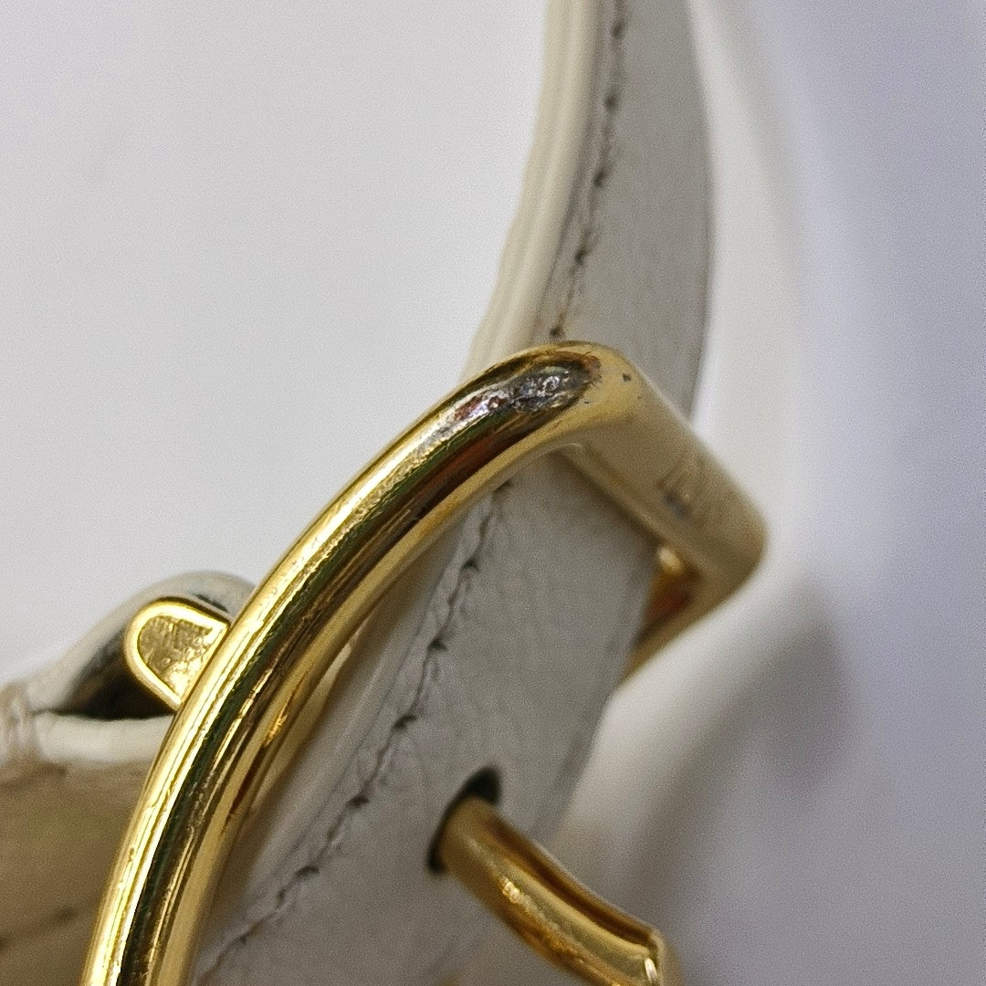 LOUIS VUITTON MOON Mini White Cowhide Monogram Single Shoulder Bag Tote with Gold Hardware-(SKU)-968691091