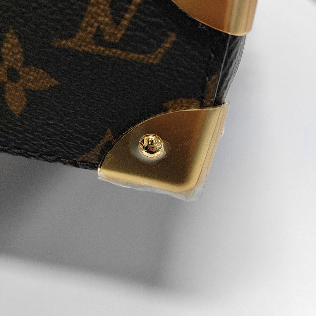 LOUIS VUITTON CAMERA BOX Brown Coated Canvas Monogram Single Shoulder Bag Tote Bag with Gold Hardware Removable Strap-(SKU)-970765376