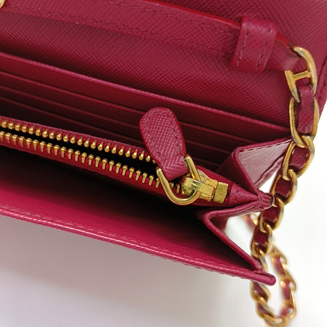 PRADA Pink Cowhide Crosshatch Crossbody and Shoulder Bag Golden hardware Removable shoulder strap-(SKU)-956276892