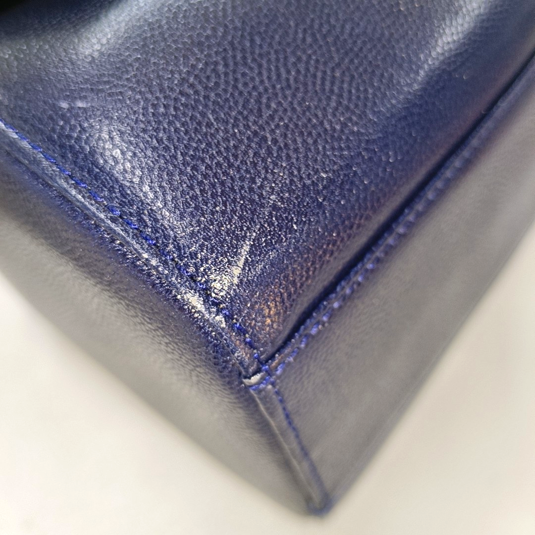 GIVENCHY Box Bag Dark Blue Leather Handbag Golden hardware-(SKU)-12936478