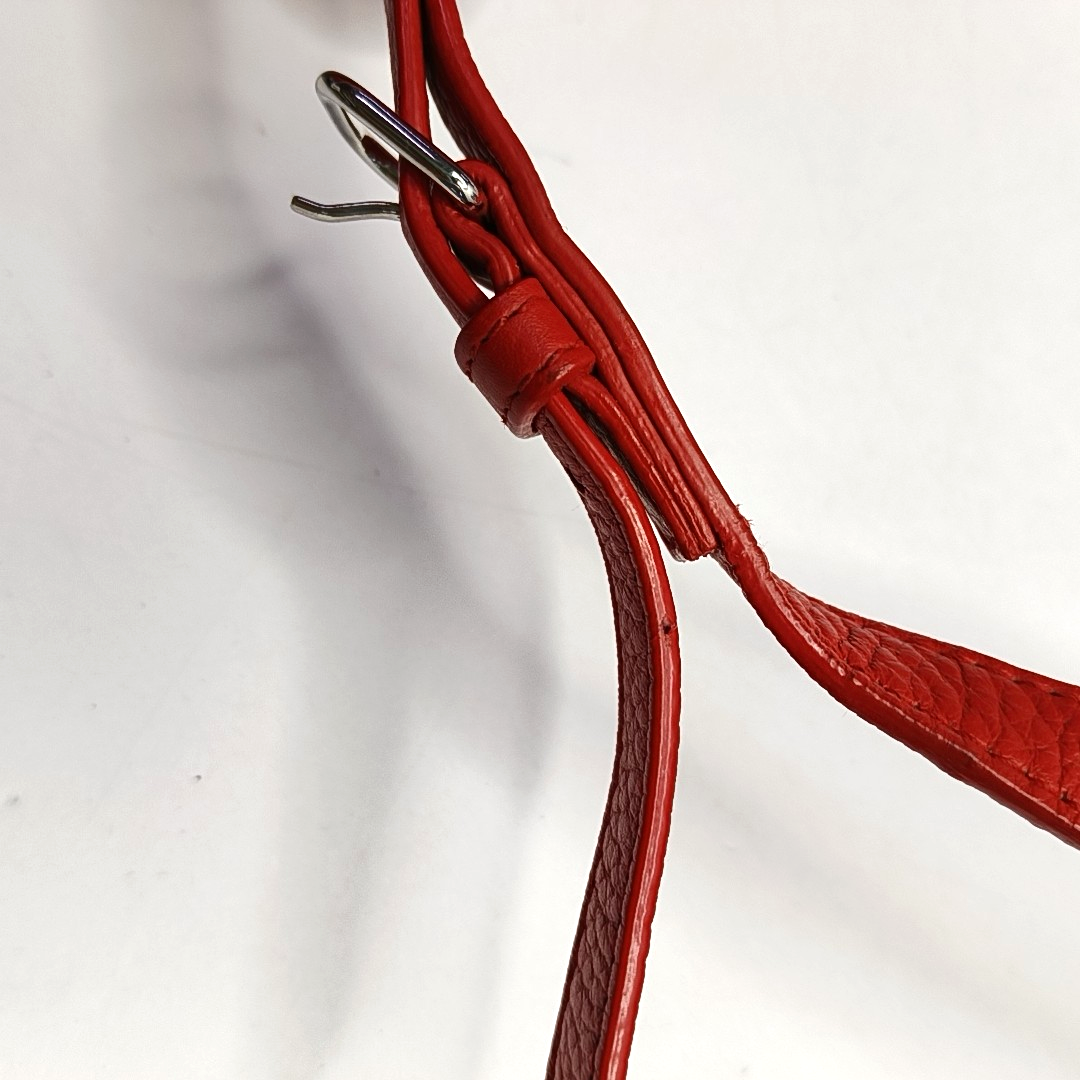 BALENCIAGA Tote bag Red Calf Leather Crossbody Shoulder Bag Tote Silver Hardware Removable shoulder strap-(SKU)-957128355