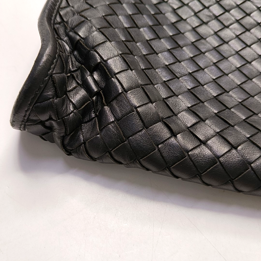 BOTTEGA VENETA Black Cowhide Braided Handbag Black hardware-(SKU)-955793328